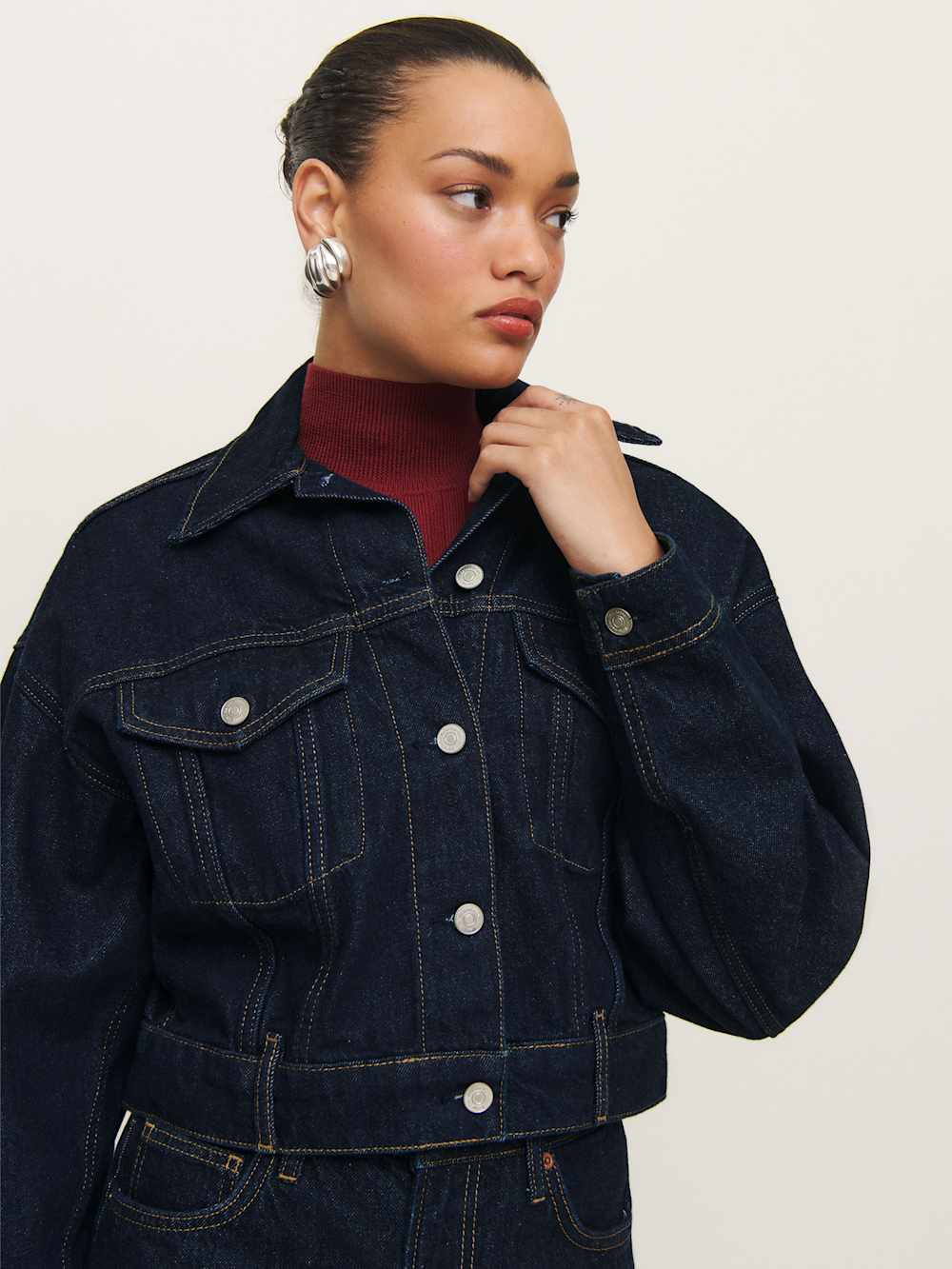 Reformation Jori Cropped Denim Jacket - Ondine