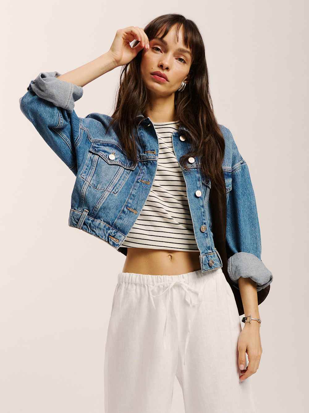 Reformation Jori Cropped Denim Jacket - Lugano