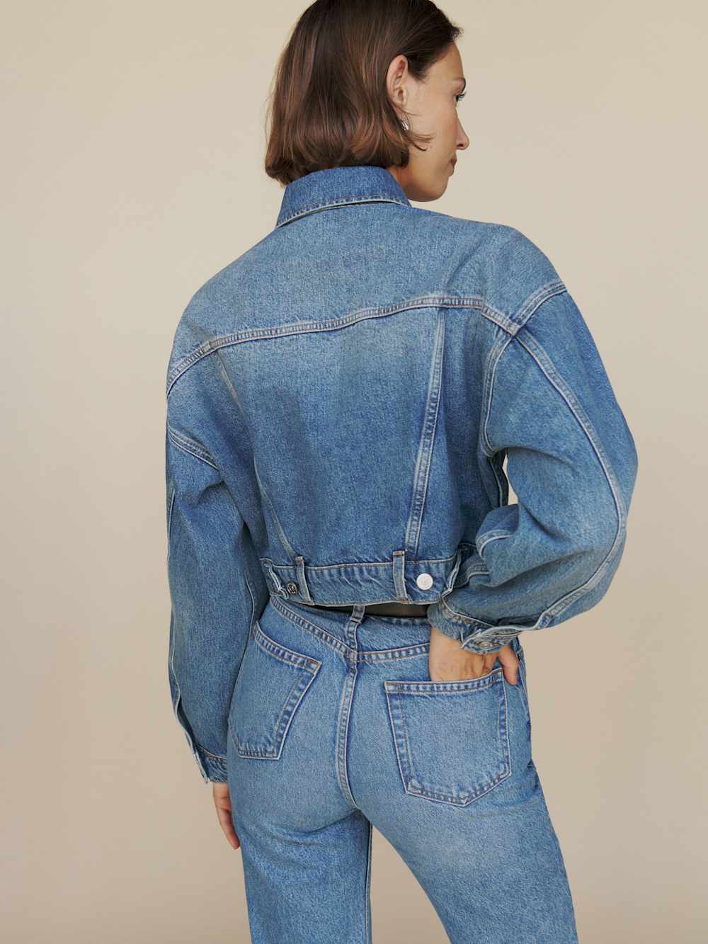 Reformation Jori Cropped Denim Jacket - Lugano