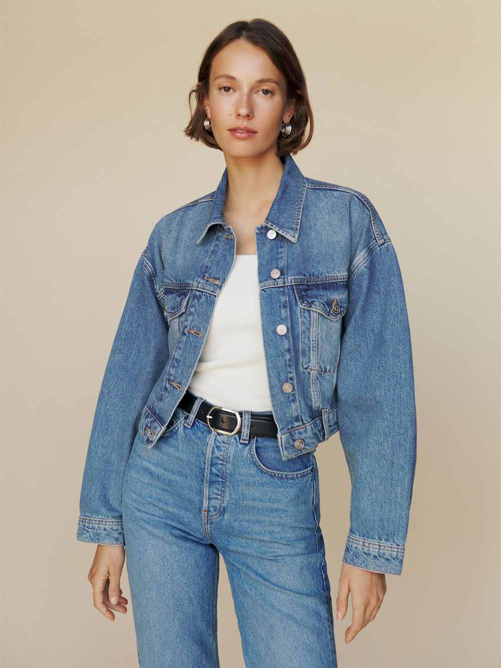 Reformation Jori Cropped Denim Jacket - Lugano
