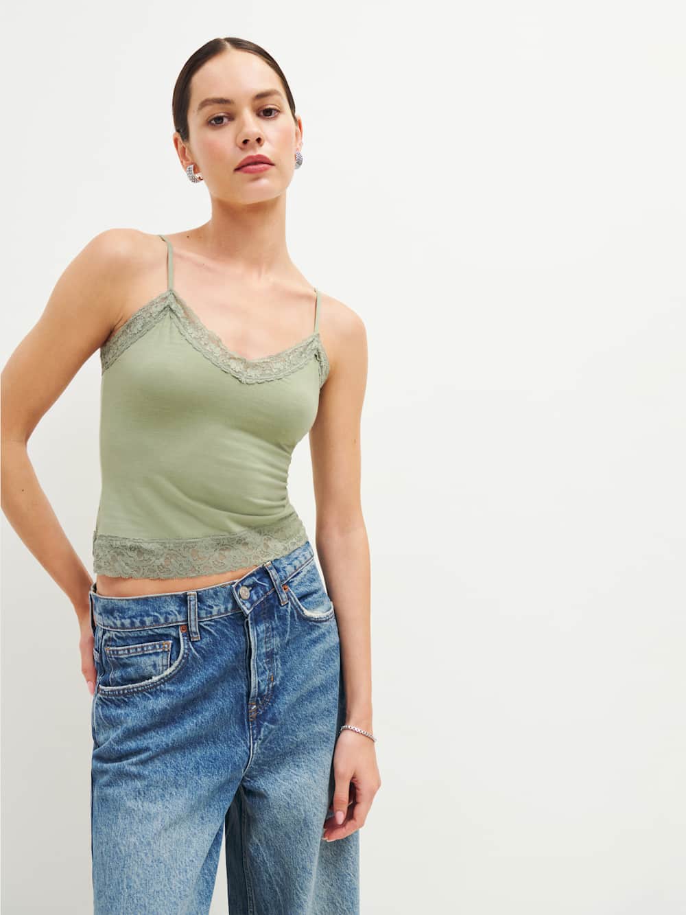 Reformation Dalton Knit Tank - Artichoke