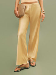 Reformation Gale Satin Mid Rise Bias Pant - Sunshine