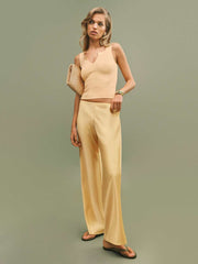 Reformation Gale Satin Mid Rise Bias Pant - Sunshine