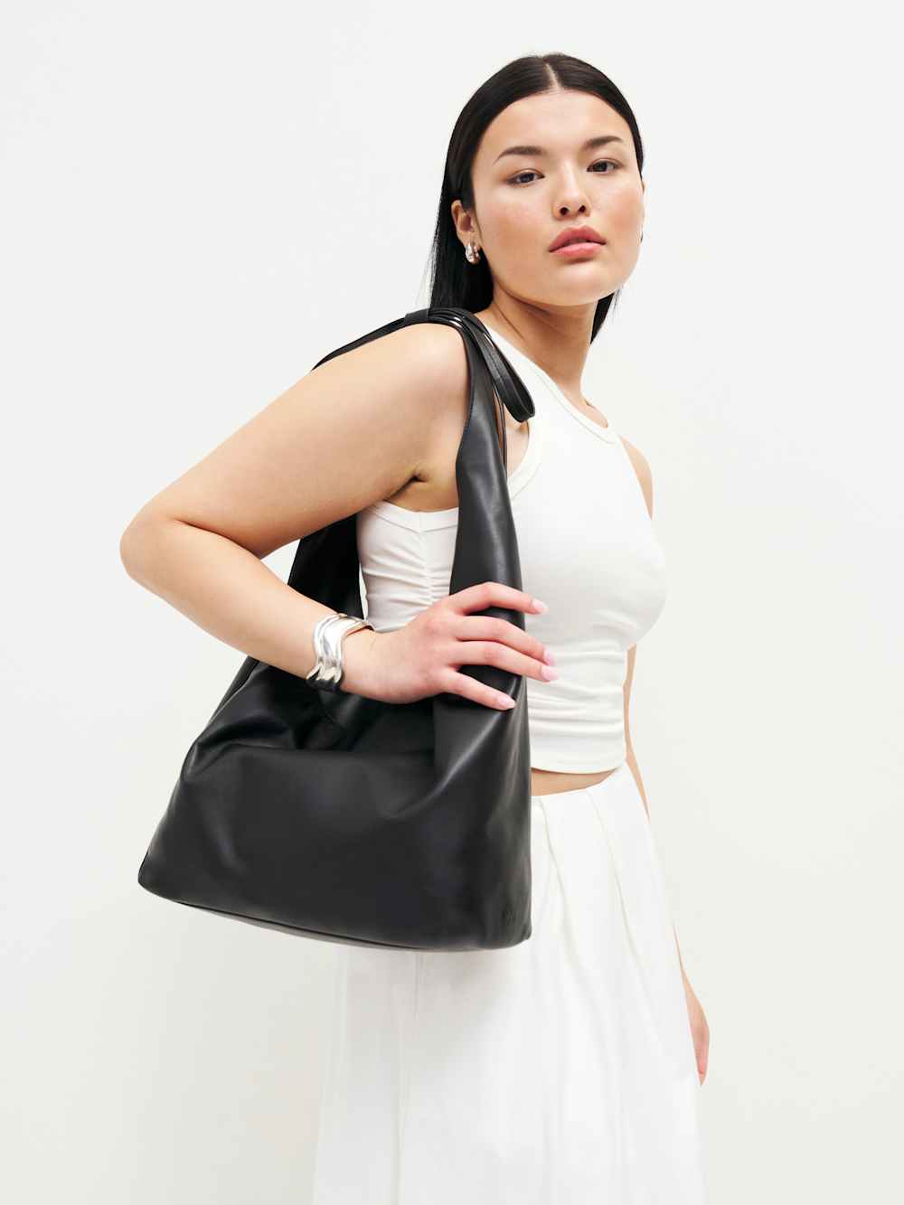 Reformation Medium Vittoria Tote Bag - Black Leather