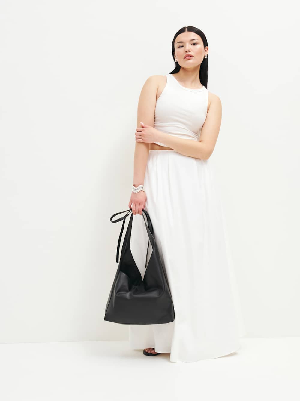 Reformation Medium Vittoria Tote Bag - Black Leather