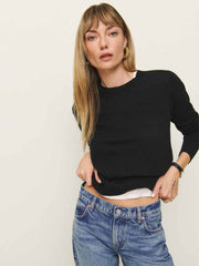 Reformation Dana Cashmere Crew Sweater - Black