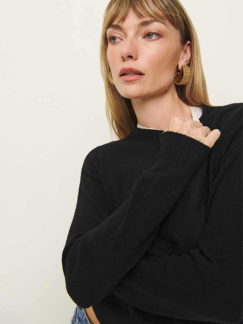Reformation Dana Cashmere Crew Sweater - Black