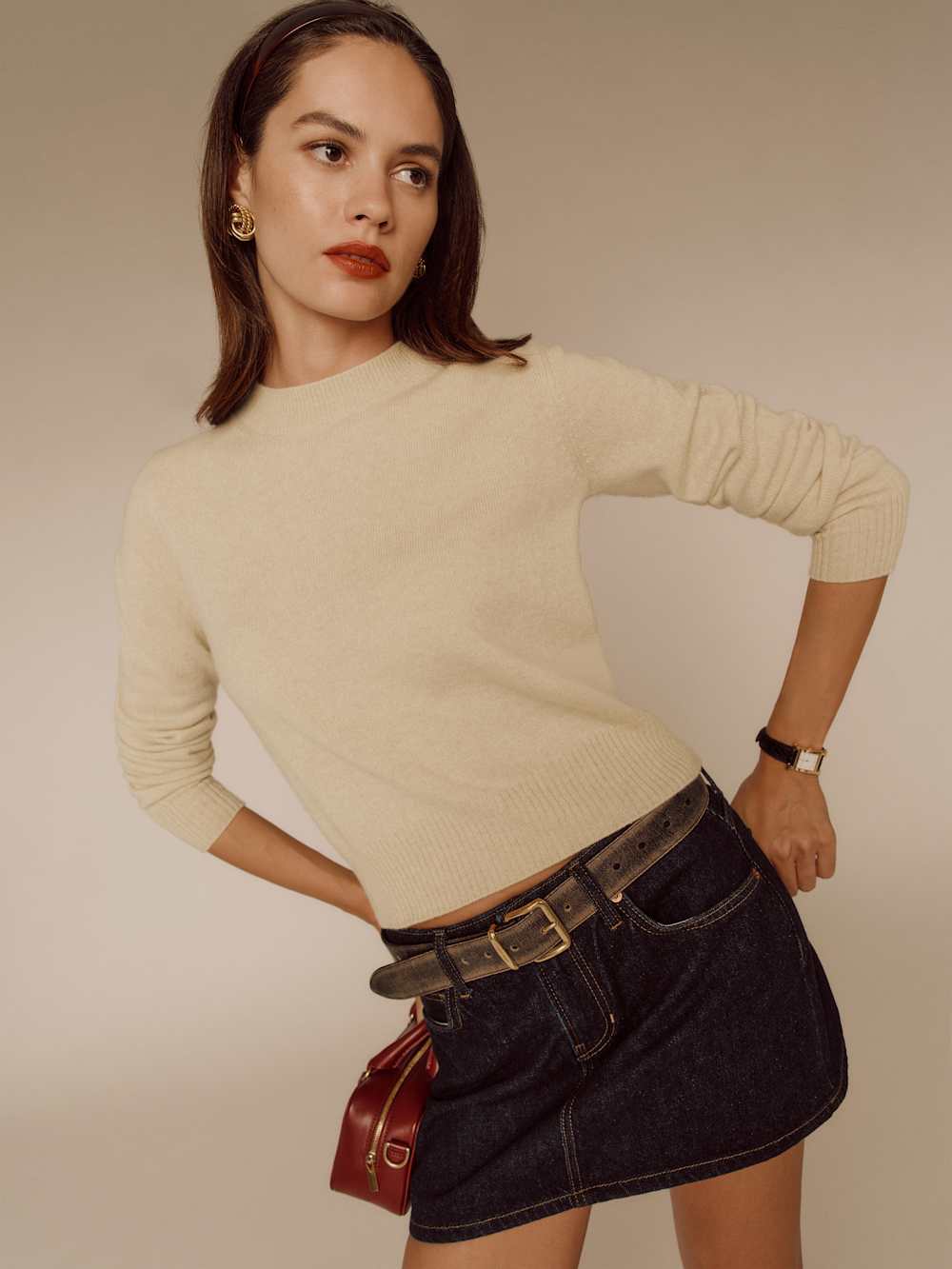 Reformation Dana Cashmere Crew Sweater - Eco Beige