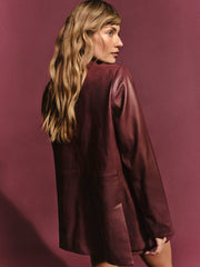 Reformation Veda Dalia Relaxed Leather Blazer - Chianti