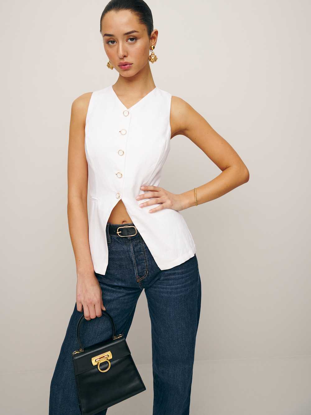 Reformation Aspen Linen Top - White