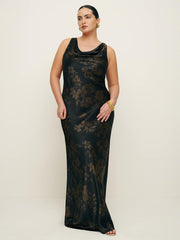 Reformation Annabelle Silk Dress Es - Night Garden
