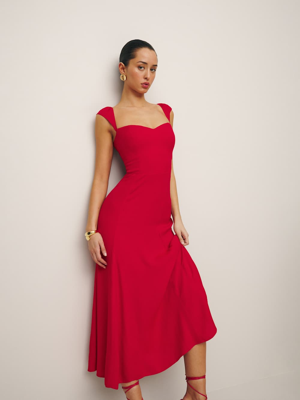 Reformation Petites Bryson Dress - Cherry