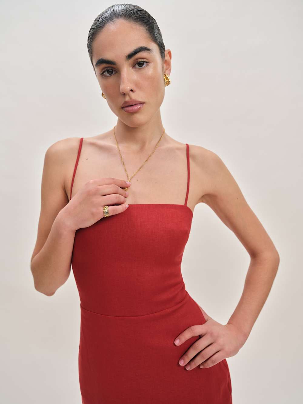 Reformation Petites Frankie Linen Dress - Sundried Tomato