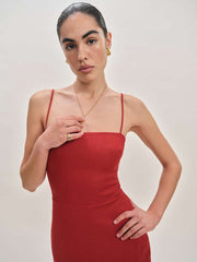 Reformation Petites Frankie Linen Dress - Sundried Tomato