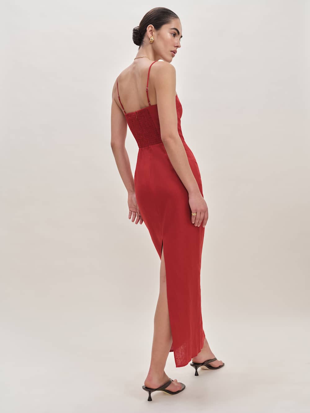 Reformation Petites Frankie Linen Dress - Sundried Tomato