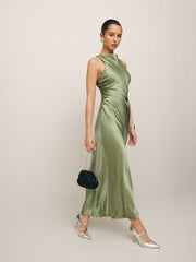 Reformation Petites Casette Silk Dress - Artichoke