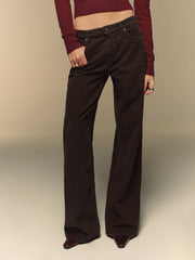 Reformation Cary Low Rise Slouchy Wide Leg Jeans - Mole Corduroy