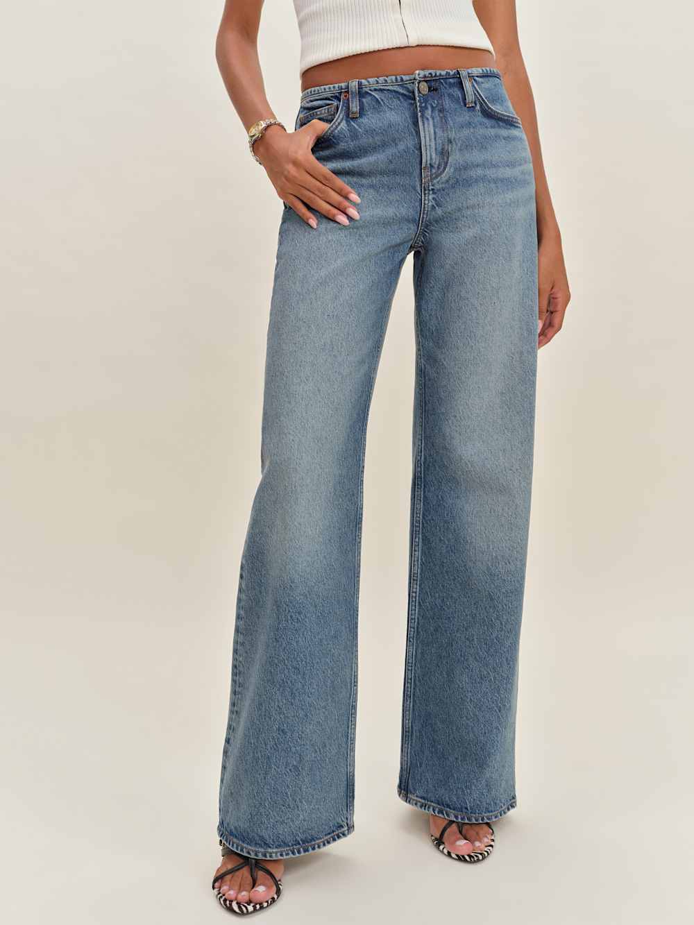 Reformation Cary Low Rise Slouchy Wide Leg Jeans - Colorado No Waistband