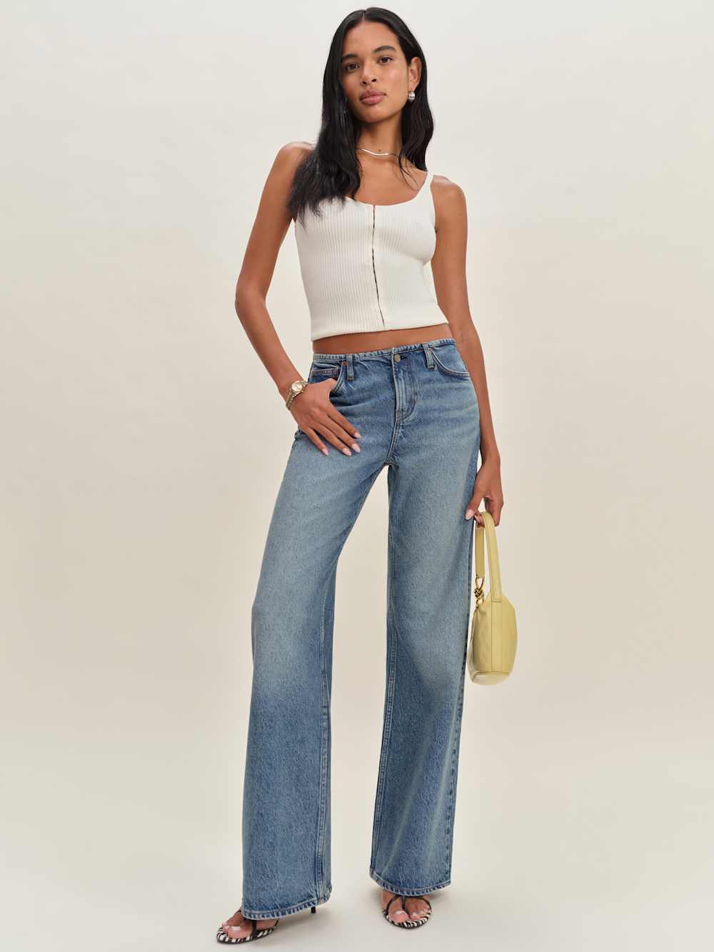 Reformation Cary Low Rise Slouchy Wide Leg Jeans - Colorado No Waistband