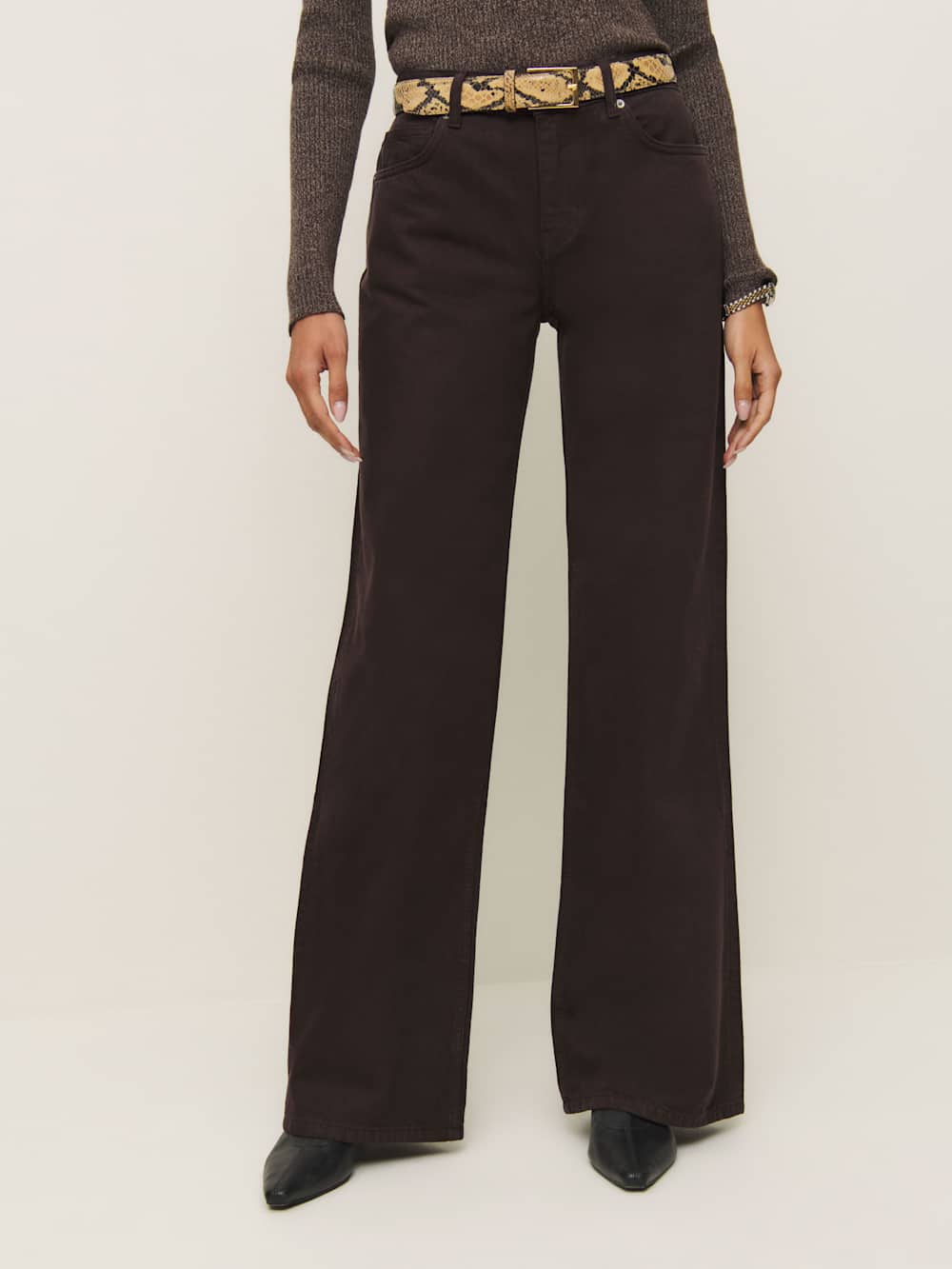 Reformation Cary Low Rise Slouchy Wide Leg Jeans - Mole