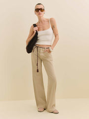 Reformation Cary Low Rise Slouchy Wide Leg Jeans - Sand Dollar