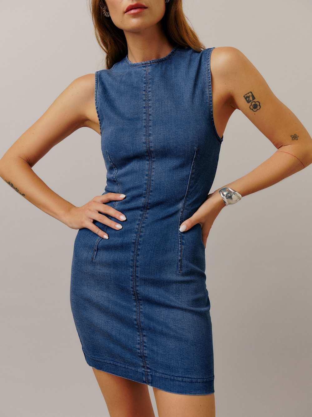 Reformation Kendi Denim Mini Dress - Bleu