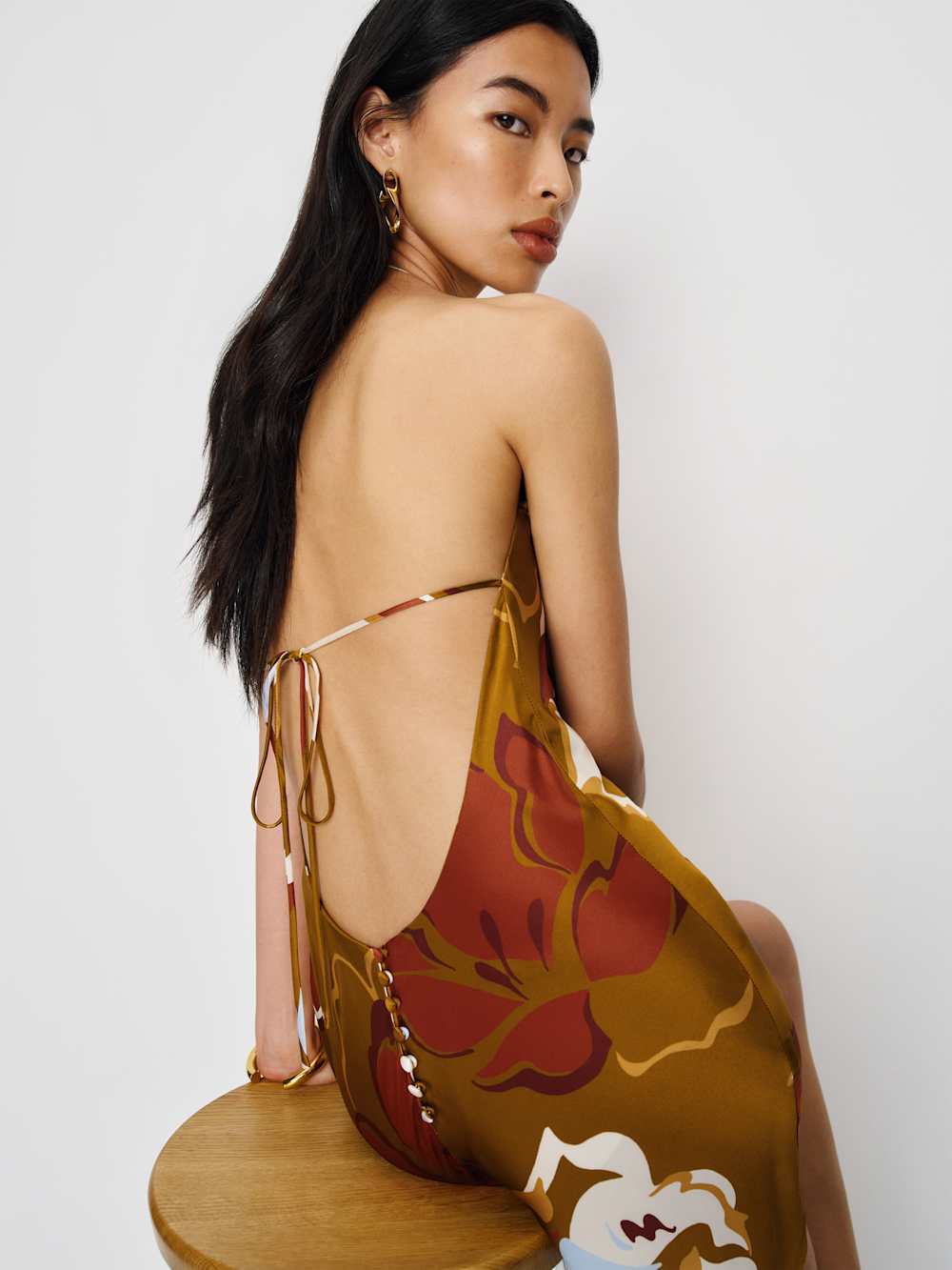 Reformation Jennis Silk Dress - Sepia