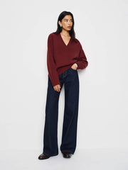 Reformation Jadey Cashmere Oversized V-neck Sweater - Chianti