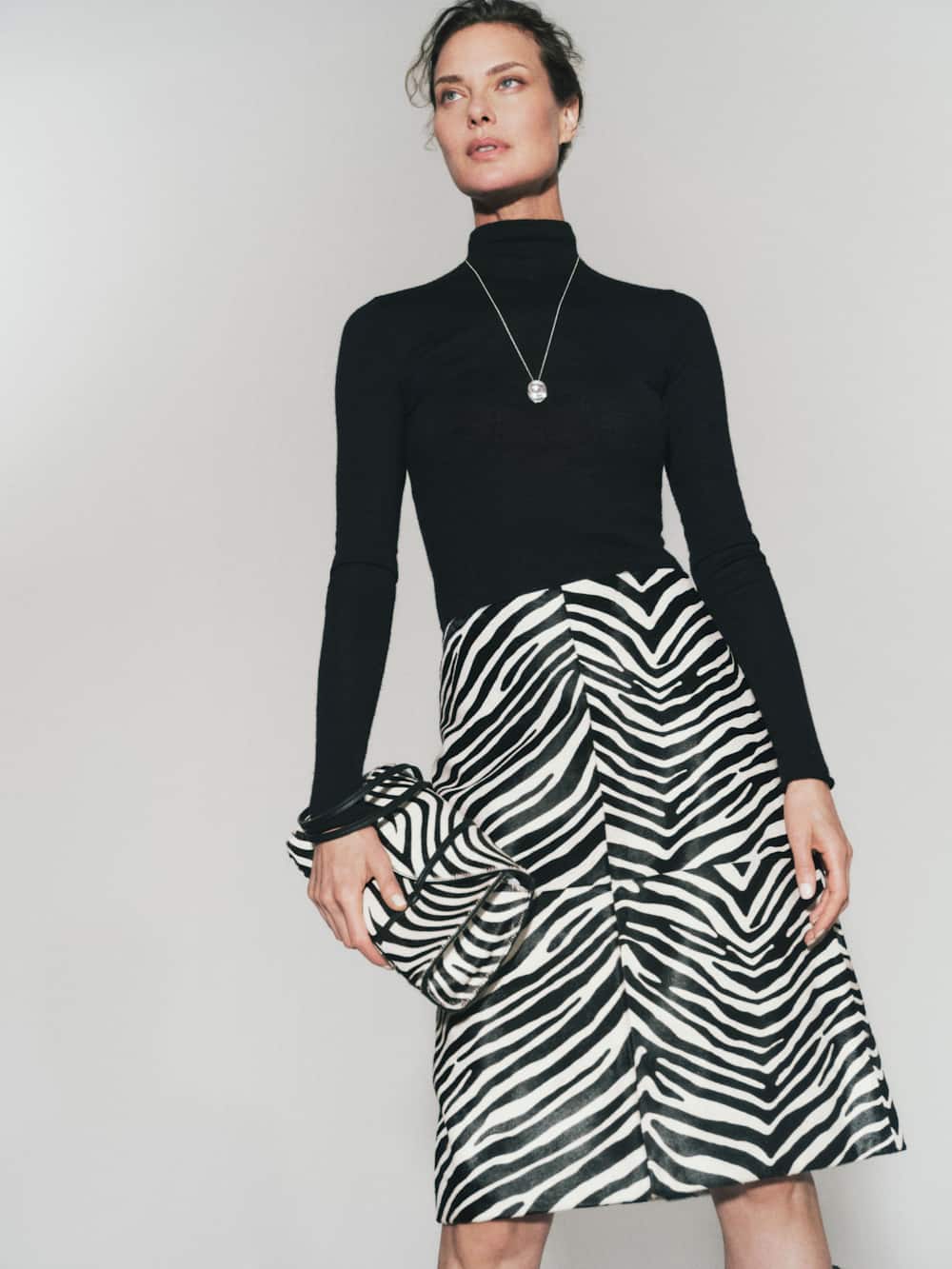 Reformation Veda Barrow Leather Low Waist Skirt - Zebra Haircalf