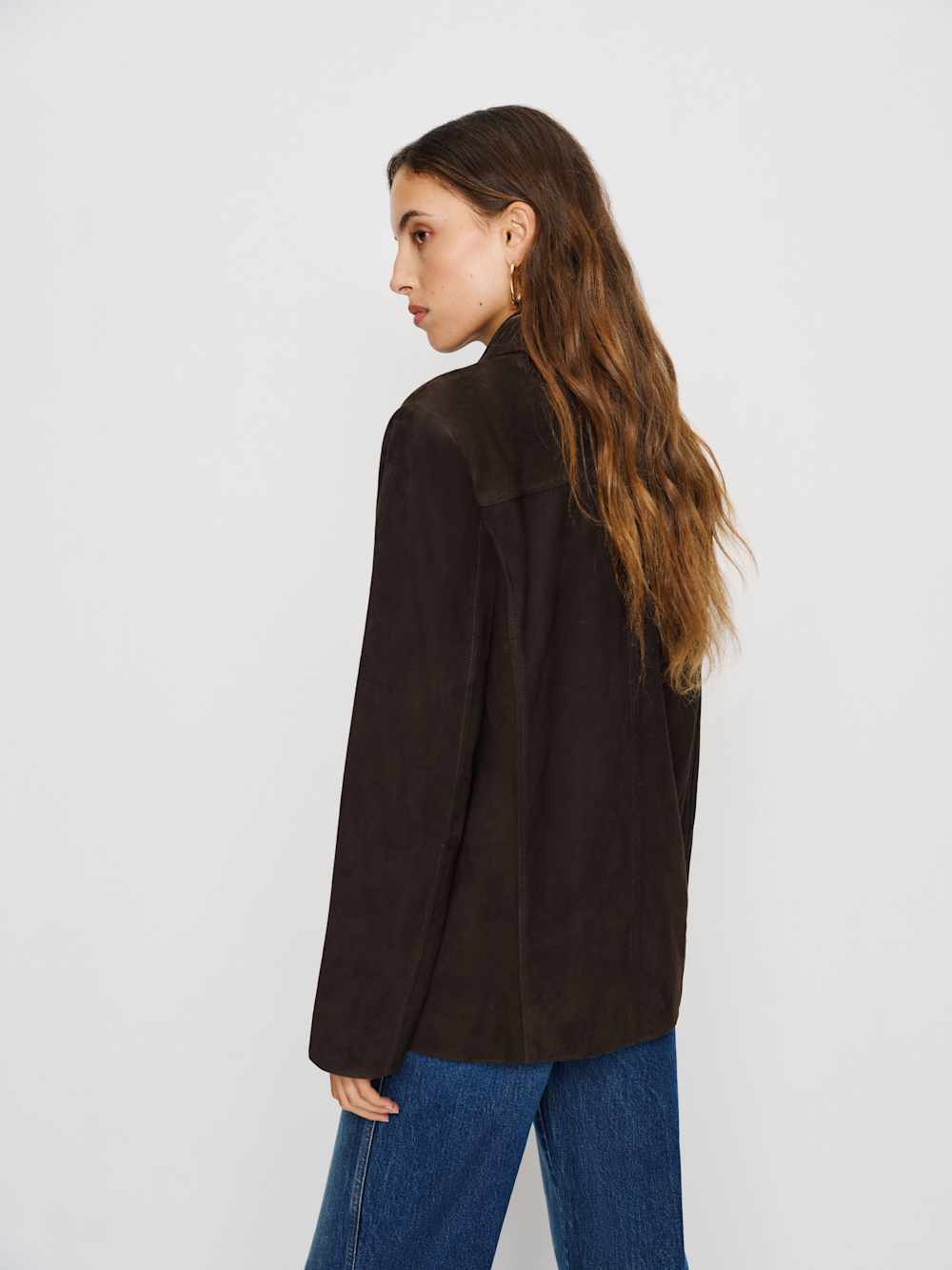 Reformation Veda Lincoln Suede Shirt Jacket - Mole Suede