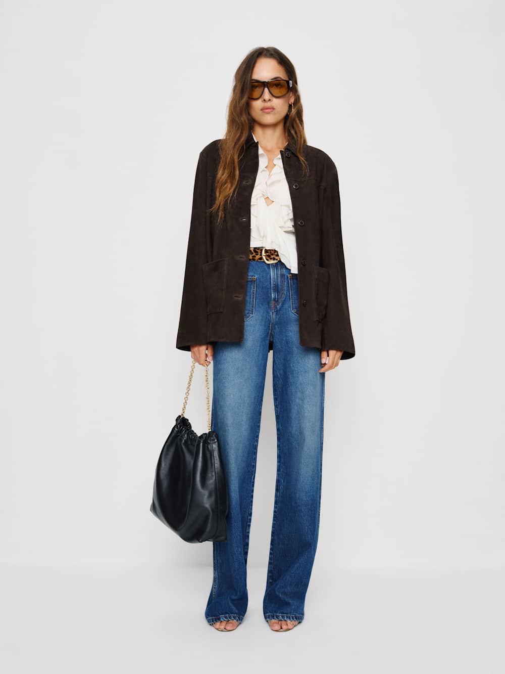 Reformation Veda Lincoln Suede Shirt Jacket - Mole Suede