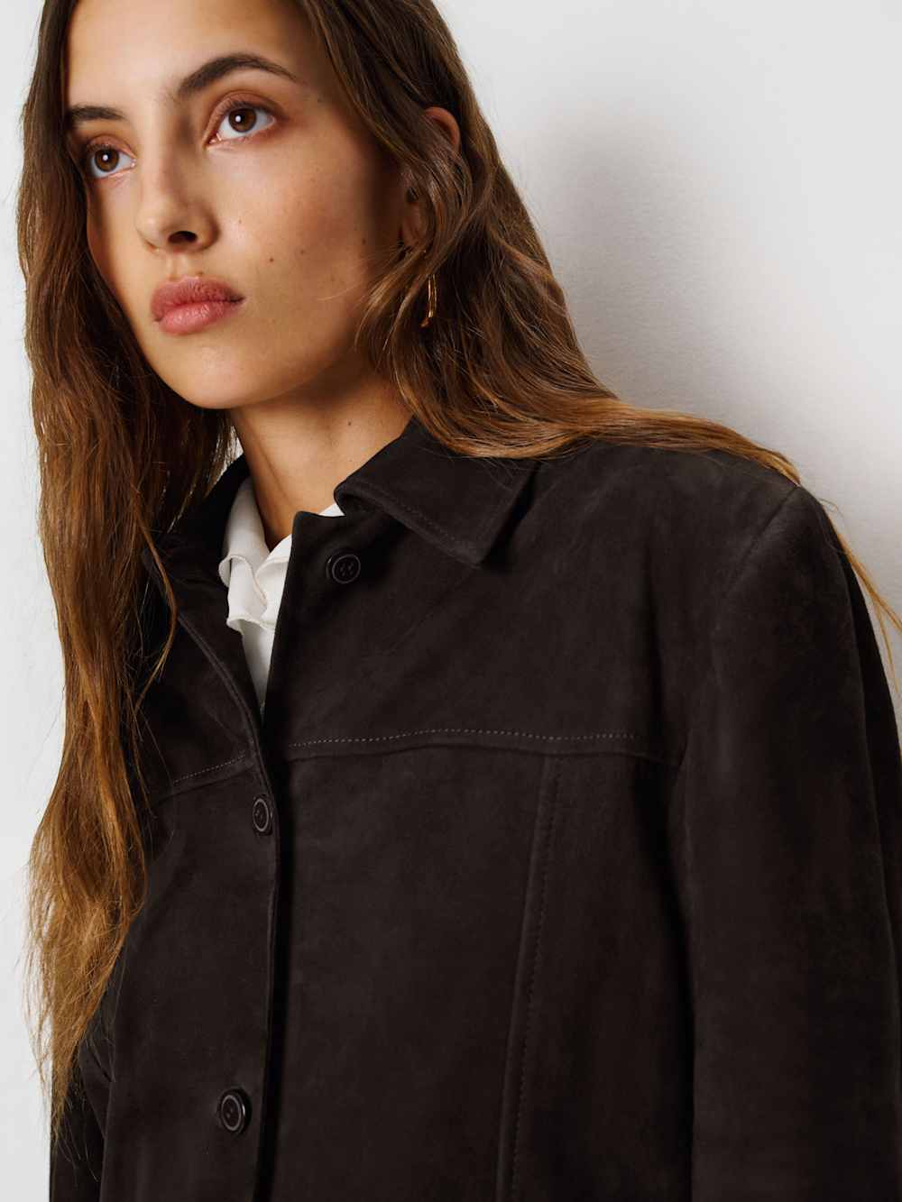 Reformation Veda Lincoln Suede Shirt Jacket - Mole Suede