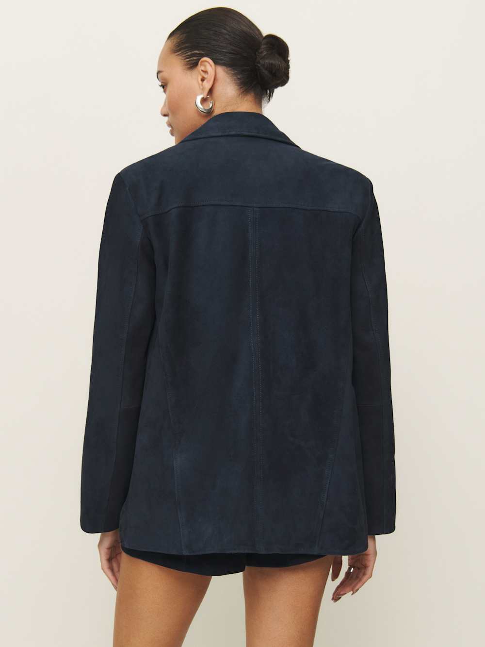 Reformation Veda Lincoln Suede Shirt Jacket - Navy Suede