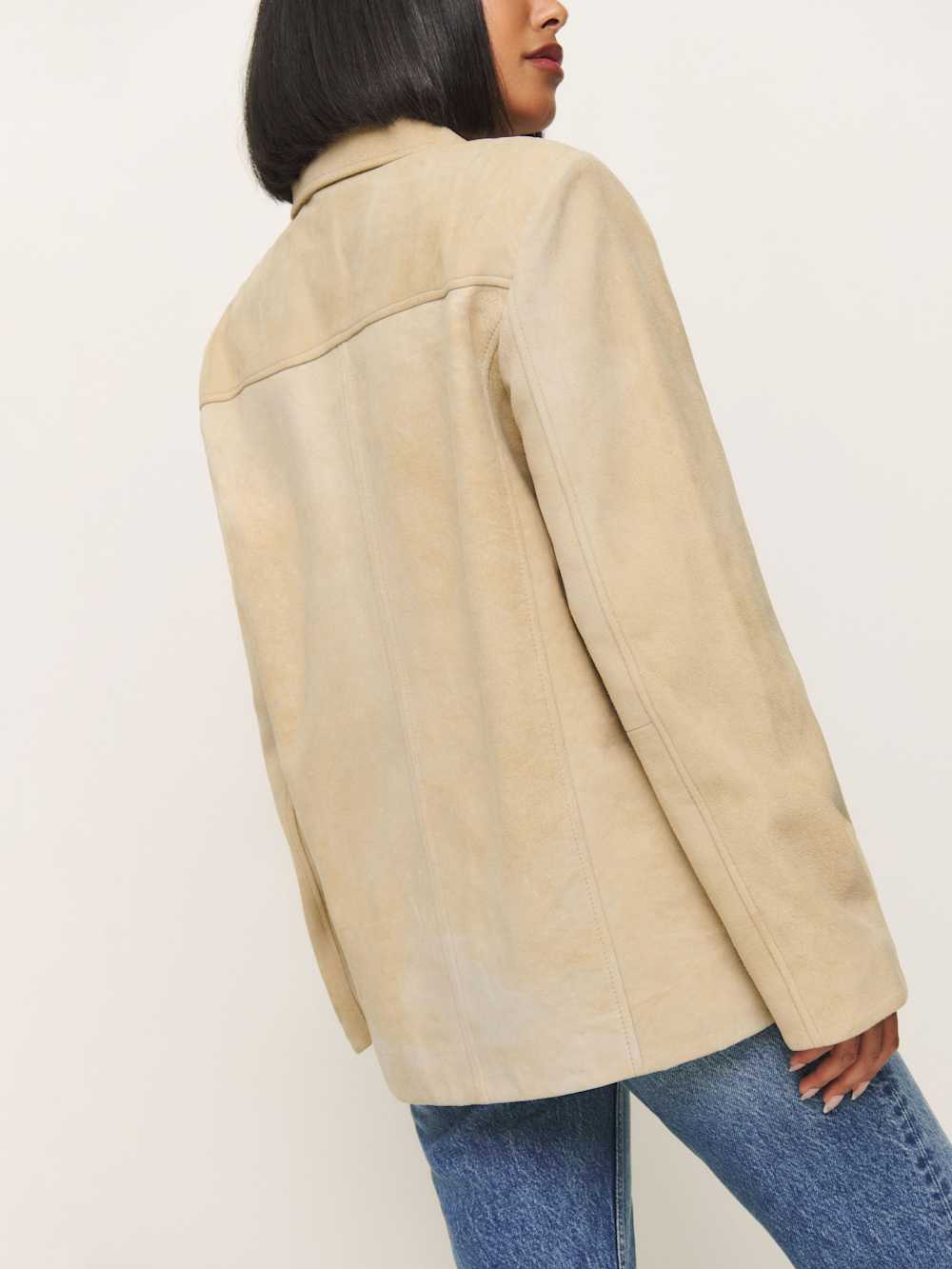 Reformation Veda Lincoln Suede Shirt Jacket - Oat Distressed