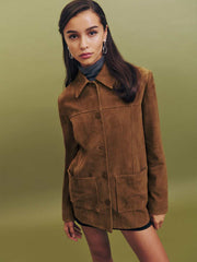 Reformation Veda Lincoln Suede Shirt Jacket - Topanga Canyon