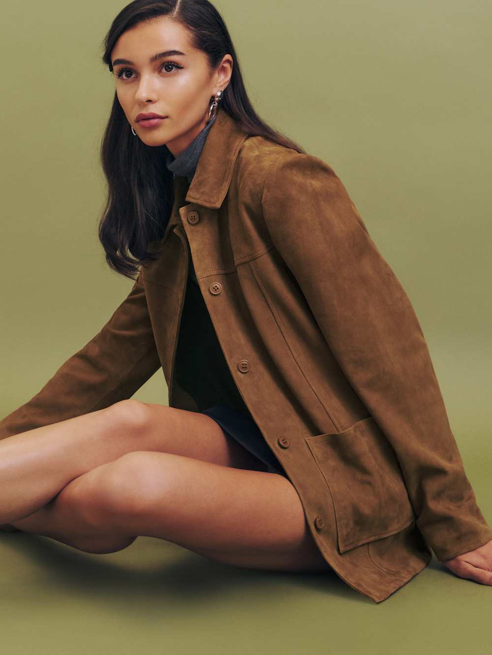 Reformation Veda Lincoln Suede Shirt Jacket - Topanga Canyon