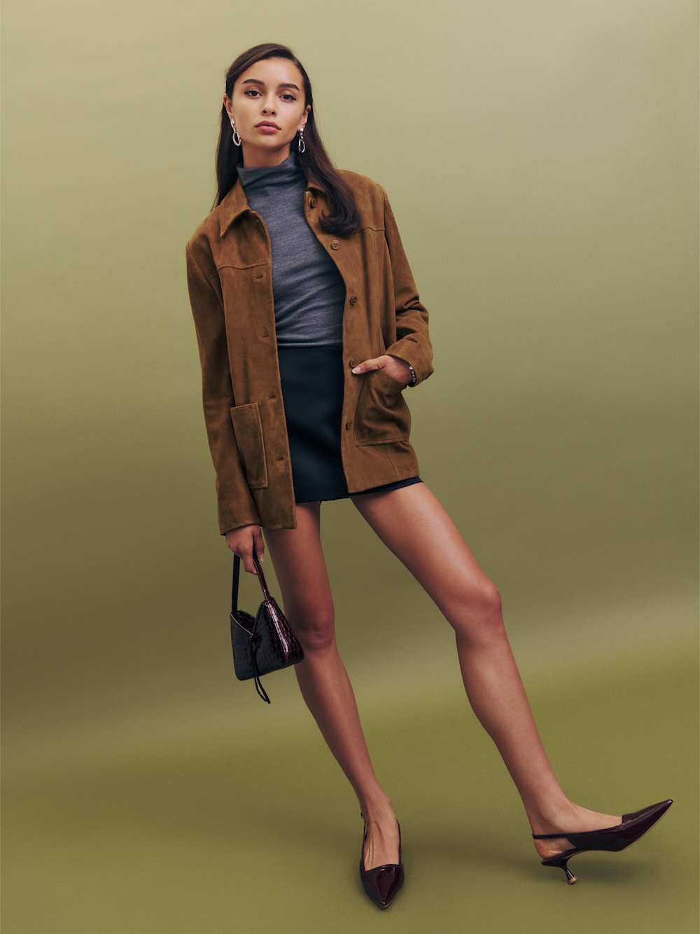 Reformation Veda Lincoln Suede Shirt Jacket - Topanga Canyon