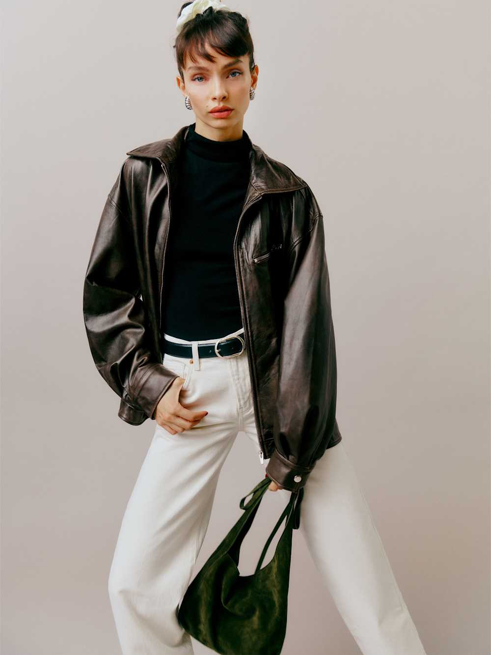 Reformation Veda Marco Leather Oversized Bomber - Pit Stop