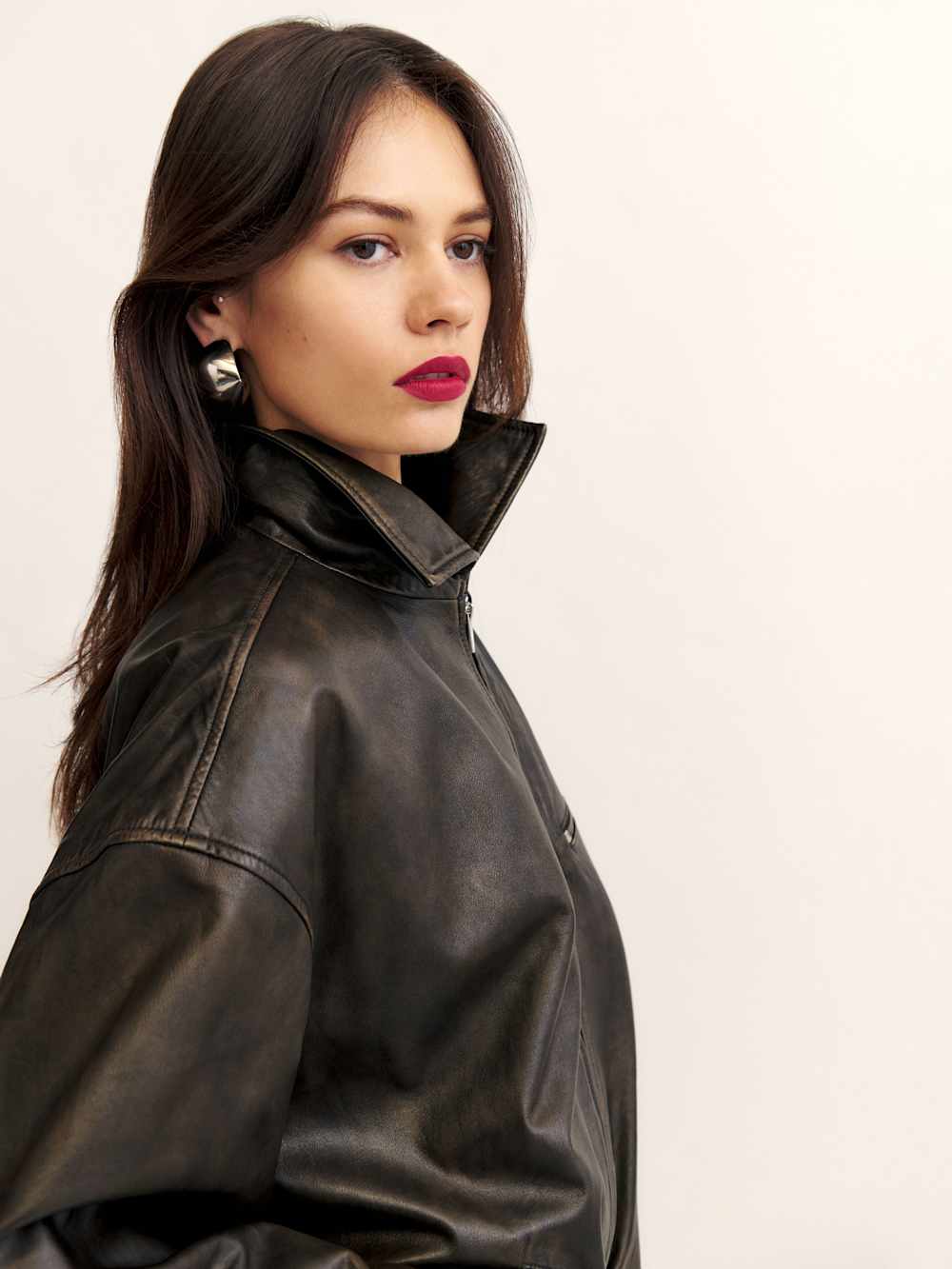 Reformation Veda Marco Leather Oversized Bomber - Pit Stop