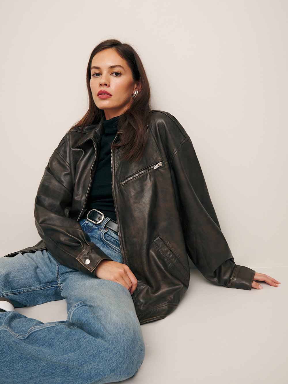 Reformation Veda Marco Leather Oversized Bomber - Pit Stop