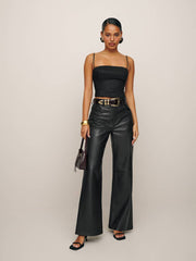 Reformation Veda Kennedy Wide Leg Leather Pant - Black