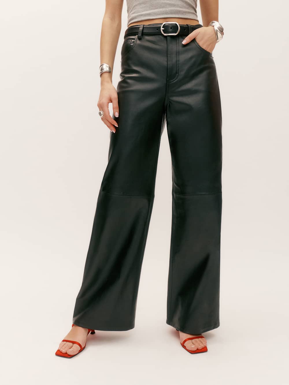 Reformation Veda Kennedy Wide Leg Leather Pant - Black