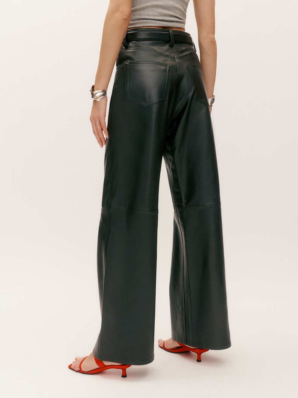 Reformation Veda Kennedy Wide Leg Leather Pant - Black