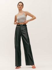 Reformation Veda Kennedy Wide Leg Leather Pant - Black