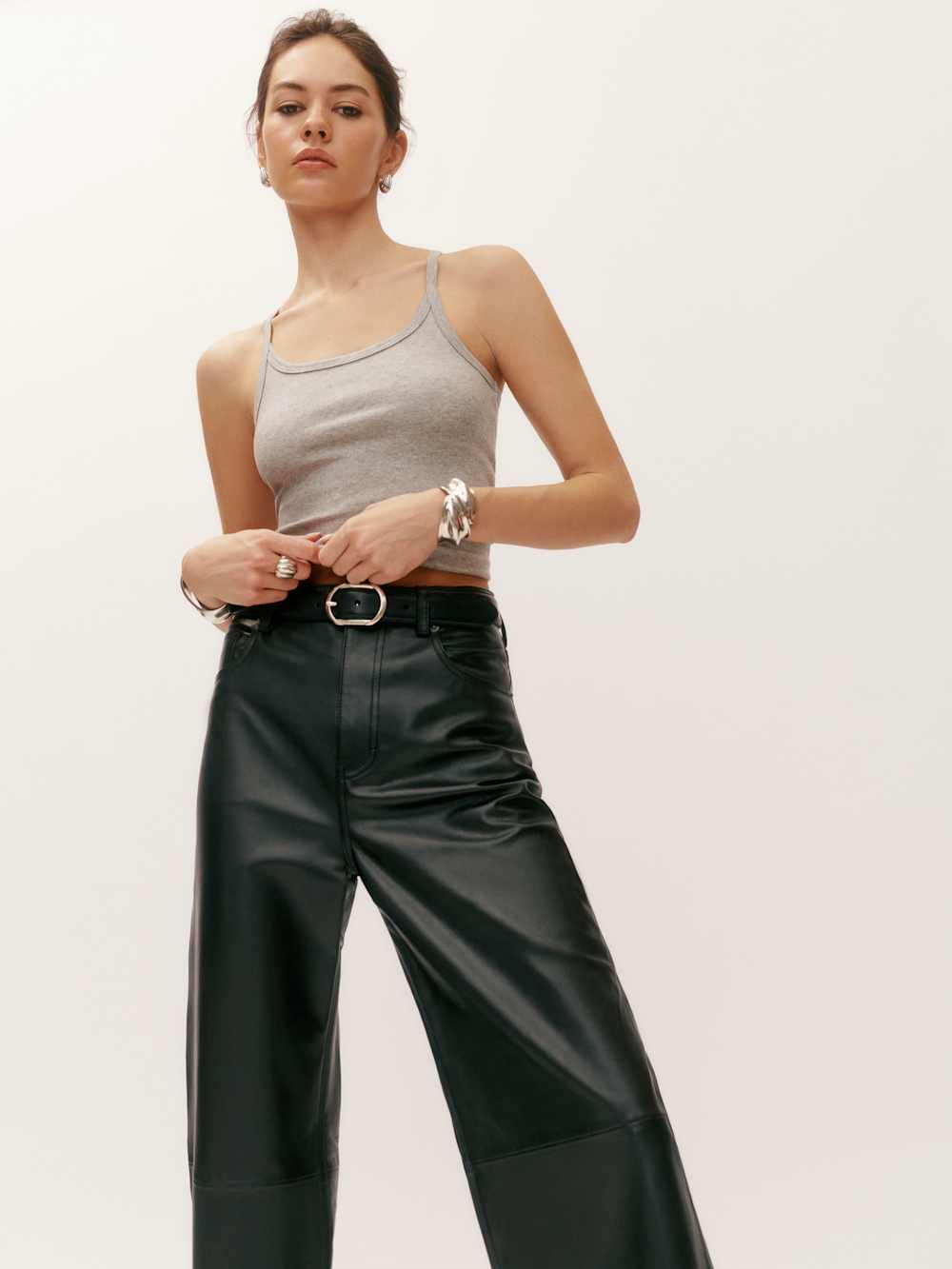 Reformation Veda Kennedy Wide Leg Leather Pant - Black