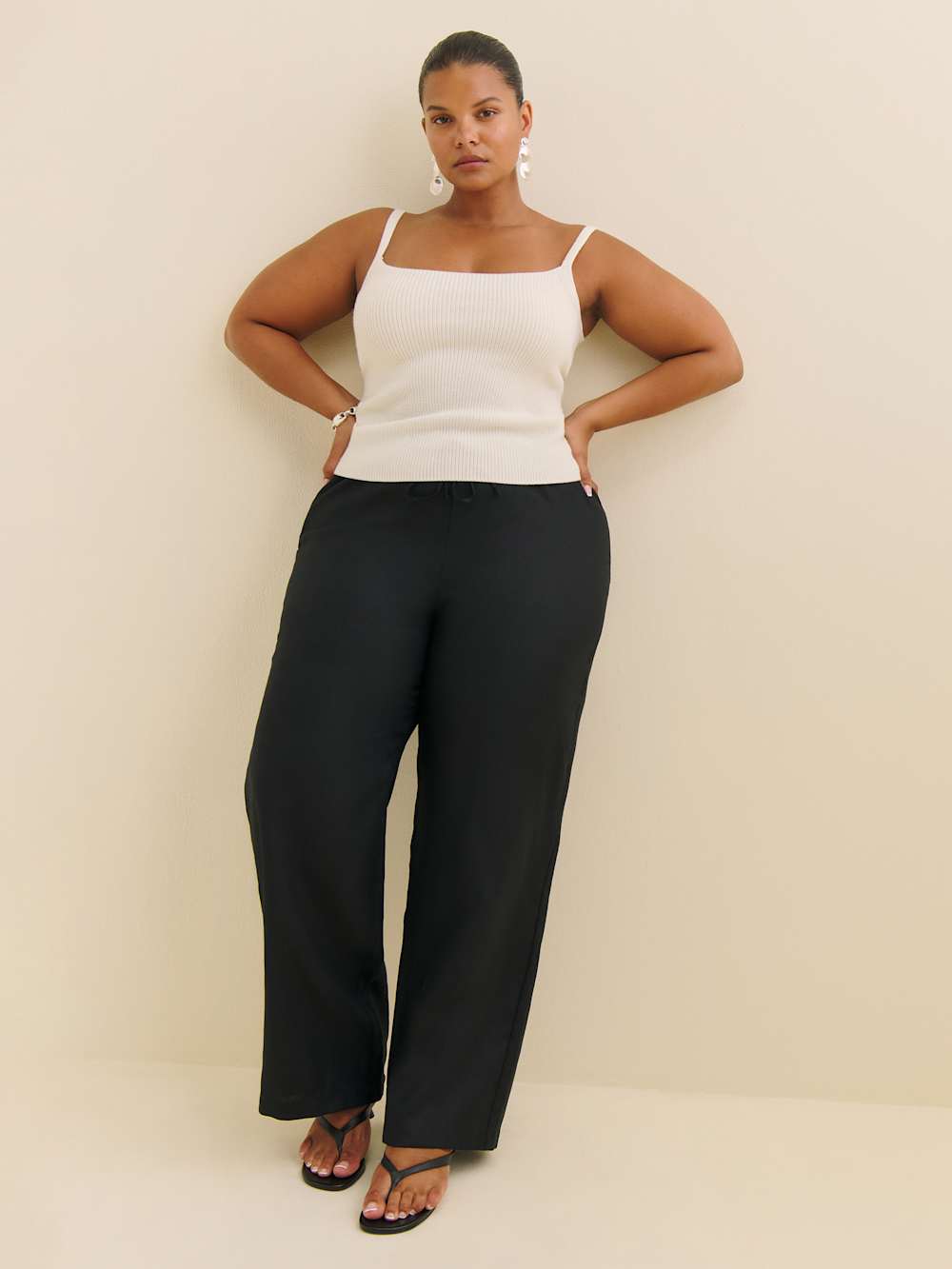 Reformation Olina Linen Pant Es - Black