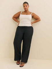 Reformation Olina Linen Pant Es - Black