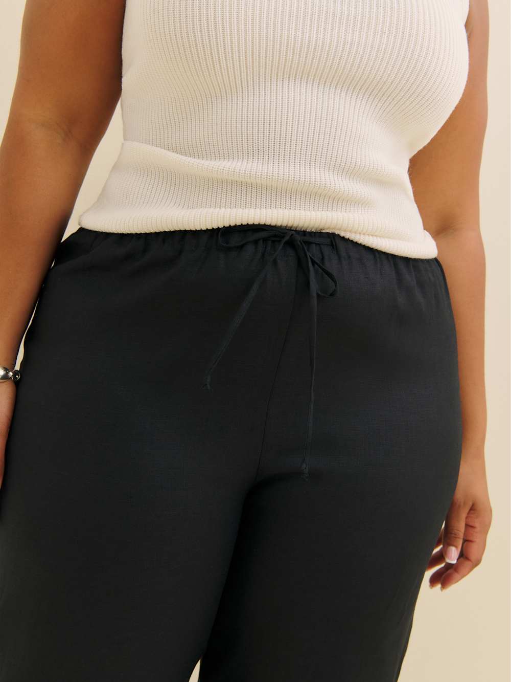 Reformation Olina Linen Pant Es - Black
