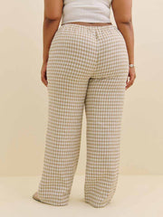 Reformation Olina Linen Pant Es - Dunes Check