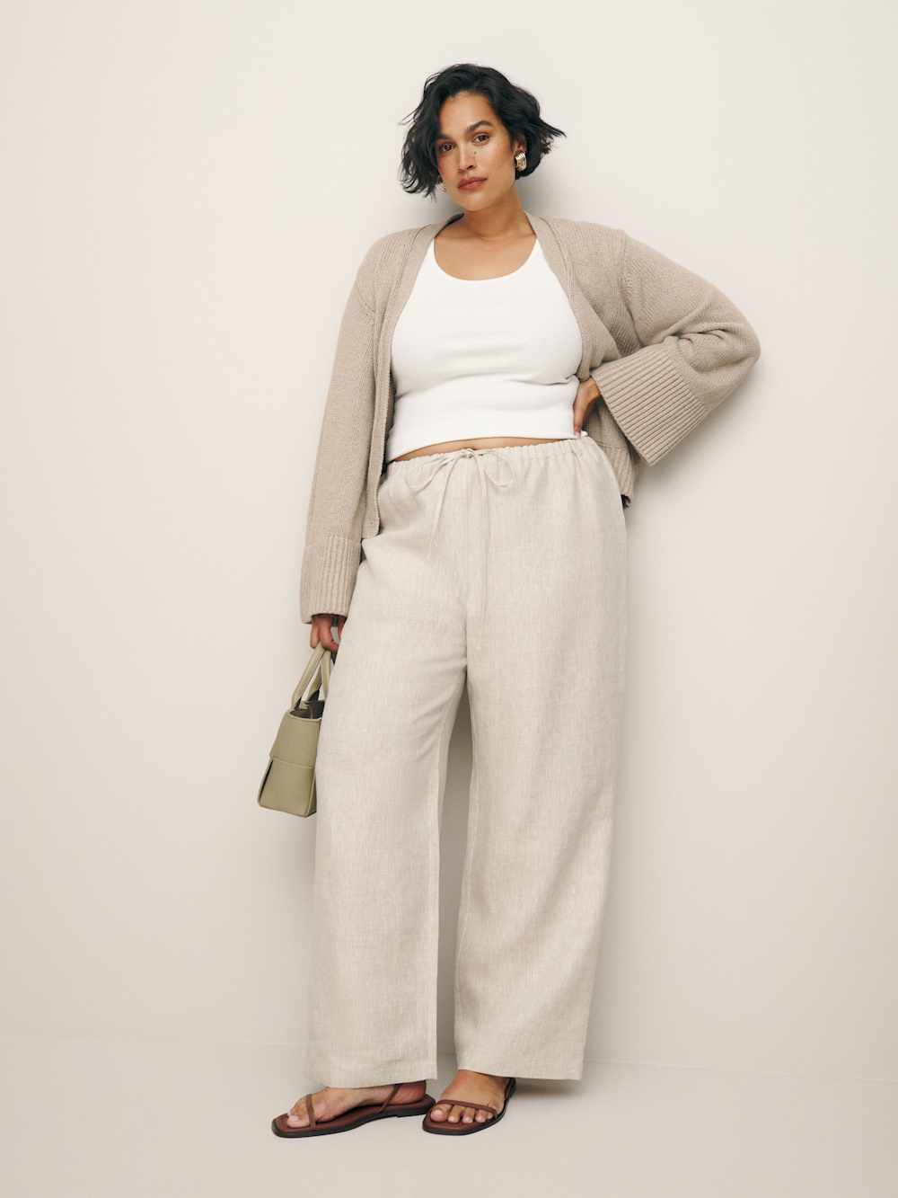 Reformation Olina Linen Pant Es - Oatmeal